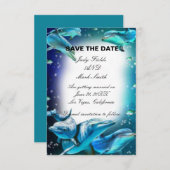 ビーチテーマドルフィンウェディングデイトカードを保存 セーブザデート (正面/裏面)