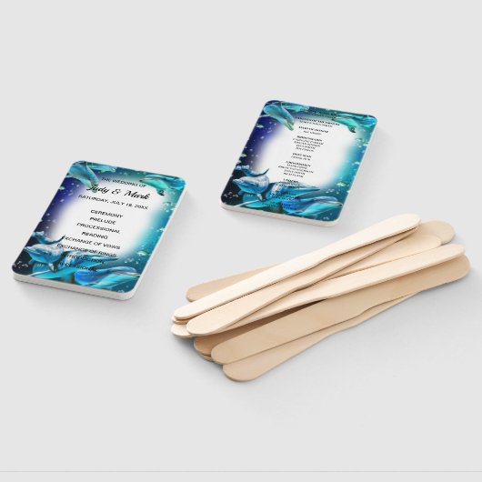 ビーチテーマドルフィン結婚式 プログラムファン ハンドファン (組立なし)