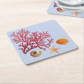 ビーチテーマパーティーのコースター スクエアペーパーコースター (アングル)