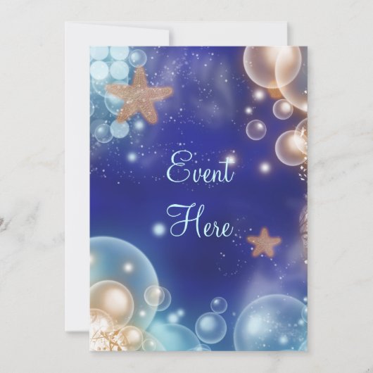 ビーチテーマパーティー　ヒトデ　青 招待状 (正面)