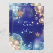 ビーチテーマパーティー　ヒトデ　青 招待状 (正面/裏面)