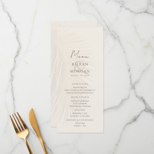 ビーチテーマパーム葉のメニュー メニュー (正面/裏面インサイチュ)