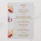 ビーチテーマヒトデとハート結婚のメニューカード メニュー (裏面)