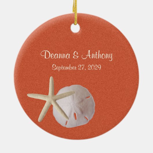 ビーチテーマヒトデ写真 セラミックオーナメント (裏面)