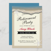 ビーチテーマヒトデ退職パーティの招待状 招待状 (正面/裏面)