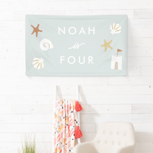 ビーチテーマプールパーティー子供の誕生日 横断幕 (インサイチュ)