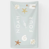 ビーチテーマプールパーティー子供の誕生日 横断幕 (縦)