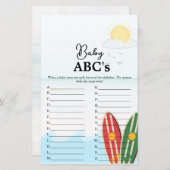 ビーチテーマベビーAbcのベビーシャワーゲーム (正面/裏面)