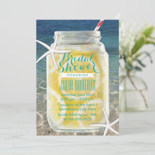 ビーチテーマメイスンジャー&スターフィッシュブライダルシャワー 招待状 (スタンド正面)