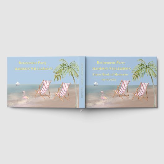 ビーチテーマリタイア実在パーティーゴールドフォイル ゲストブック (全面)