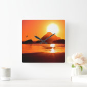 ビーチテーマ壁時計 スクエア壁時計 (ホーム)