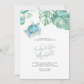 ビーチテーマ婚約パーティ招待状水彩 (正面)