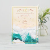 ビーチテーマ婚約パーティ招待状 招待状 (スタンド正面)