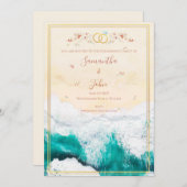 ビーチテーマ婚約パーティ招待状 招待状 (正面/裏面)