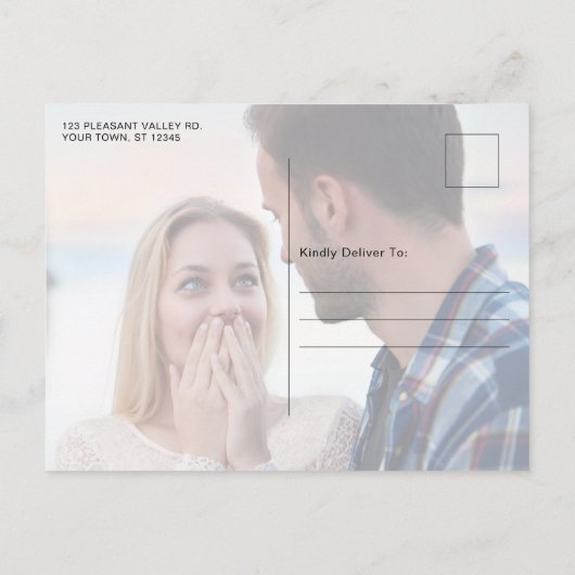 ビーチテーマ婚約発表写真はがき 案内ポストカード (裏面)