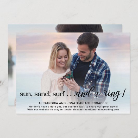 ビーチテーマ婚約発表写真 案内状 (正面/裏面)