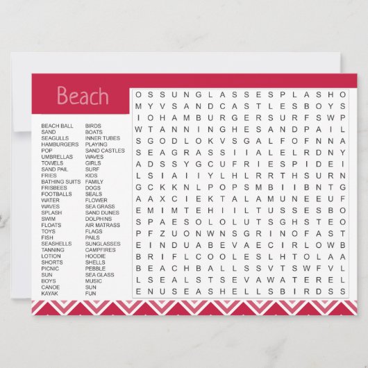 ビーチテーマ恋しく思ズYouゲームカード 案内状 (正面)