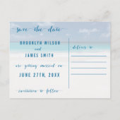 ビーチテーマ日付の保存同じ計画新規日付 案内ポストカード (裏面)