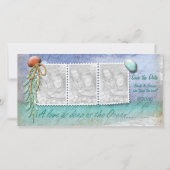 ビーチテーマ日付の写真カードの保存 セーブザデート (正面)