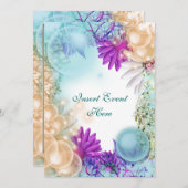 ビーチテーマ熱帯エレガントパーティー 招待状 (正面/裏面)