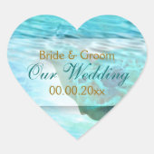 ビーチテーマ結婚のカメの個人用設定 ハートシール (正面)