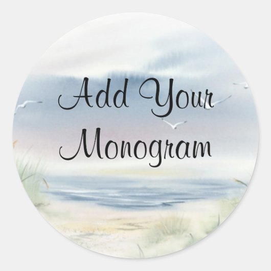 ビーチテーマ結婚の封筒用シール、ラベル ラウンドシール (正面)