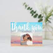 ビーチテーマ結婚の感謝はがき ポストカード (スタンド正面)