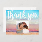 ビーチテーマ結婚の感謝はがき ポストカード (正面/裏面)