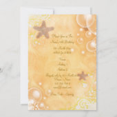 ビーチテーマ結婚の誕生日パーティーサンゴ 招待状 (裏面)