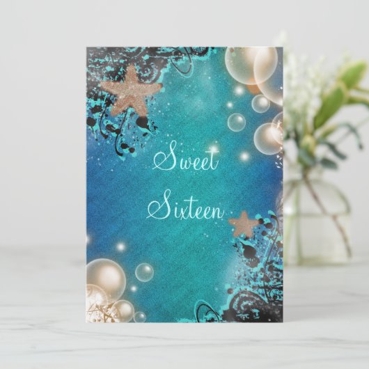 ビーチテーマ結婚の誕生日パーティー 招待状 (スタンド正面)