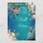 ビーチテーマ結婚の誕生日パーティー 招待状 (正面/裏面)