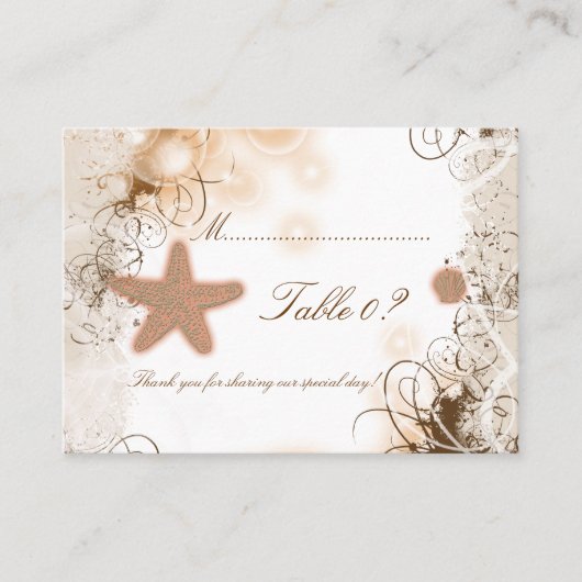 ビーチテーマ結婚の~テーブル番号カード プレイスカード (正面)