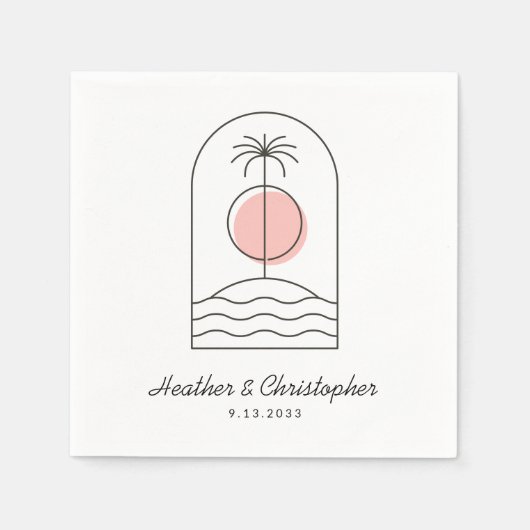 ビーチテーマ結婚ズナプキンスカスタムカラーナプキンス スタンダードカクテルナプキン (正面)