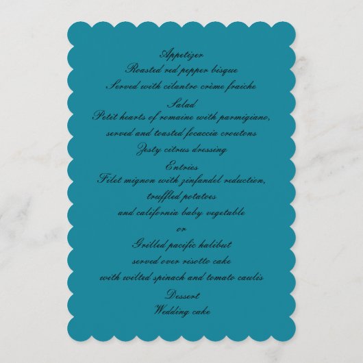 ビーチテーマ結婚ドルフィンのメニューカード メニュー (裏面)