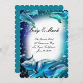 ビーチテーマ結婚ドルフィンのメニューカード メニュー (正面/裏面)