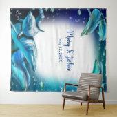 ビーチテーマ結婚ドルフィンの背景 タペストリー (インサイチュ(横))