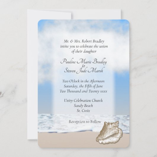 ビーチテーマ結婚式招待状 招待状 (正面)