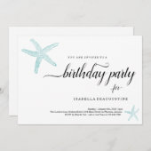 ビーチテーマ誕生日パーティーの招待 招待状 (正面/裏面)