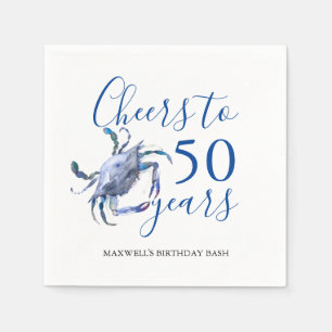 ビーチテーマ50誕生日カクテルナプキンス スタンダードカクテルナプキン