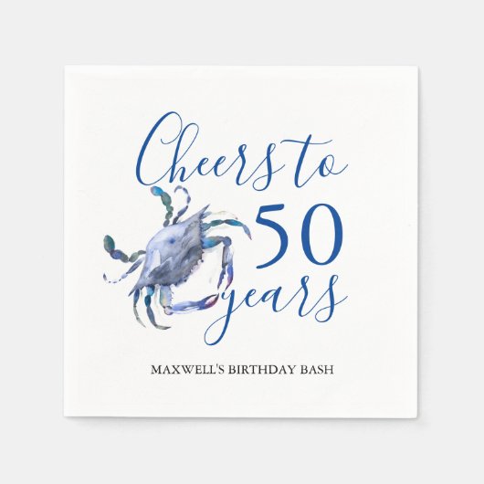 ビーチテーマ50誕生日カクテルナプキンス スタンダードカクテルナプキン (正面)