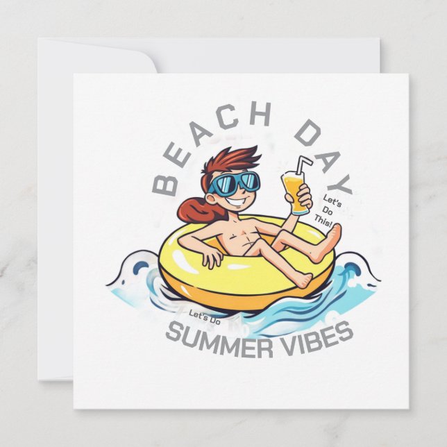 ビーチデイカートゥーン文字オン膨脹可能リングや輪 (正面)