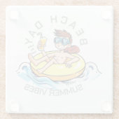 ビーチデイカートゥーン文字オン膨脹可能リングや輪 ガラスコースター (裏面)