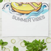 ビーチデイカートゥーン文字オン膨脹可能リングや輪 キッチンタオル (折り畳み)