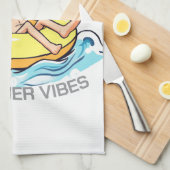 ビーチデイカートゥーン文字オン膨脹可能リングや輪 キッチンタオル (四つ折り)