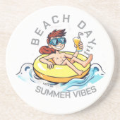 ビーチデイカートゥーン文字オン膨脹可能リングや輪 コースター (正面)