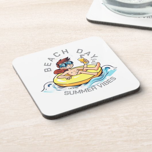 ビーチデイカートゥーン文字オン膨脹可能リングや輪 コースター (左側)