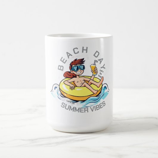 ビーチデイカートゥーン文字オン膨脹可能リングや輪 コーヒーマグカップ (中央)