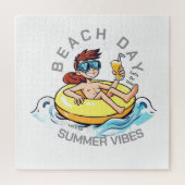 ビーチデイカートゥーン文字オン膨脹可能リングや輪 ジグソーパズル (縦)