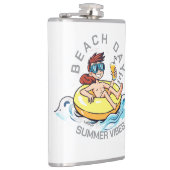 ビーチデイカートゥーン文字オン膨脹可能リングや輪 フラスク (右)