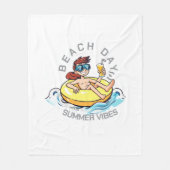 ビーチデイカートゥーン文字オン膨脹可能リングや輪 フリースブランケット (正面)